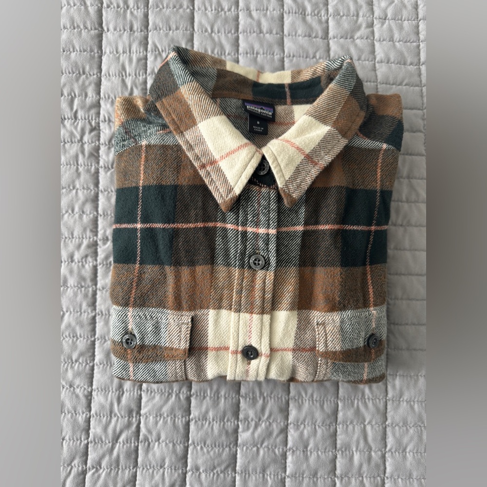 Patagonia Organic Cotton Plaid Shirt - Brown, Cream, Green